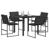 Garden Dining Set 5 pcs Black and Dark grey 80 x 80 x 73 cm - Side View