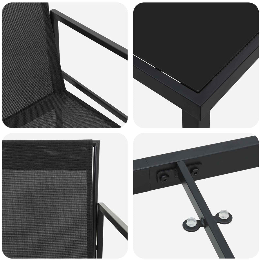 Garden Dining Set 5 pcs Black Textilene and Steel