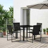 Garden Dining Set 5 pcs Black Textilene and Steel