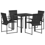Garden Dining Set 5 pcs Black Textilene and Steel - Front View