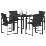 Garden Dining Set 5 pcs Black Textilene and Steel