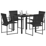 Garden Dining Set 5 pcs Black Textilene and Steel - Side View