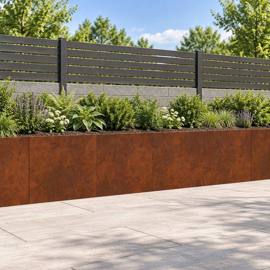 Retaining Wall 4 pcs 40 x 12 x 50 cm Weathering Steel Rusty