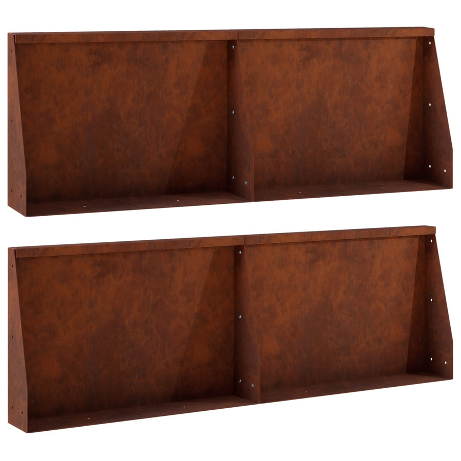 Retaining Wall 4 pcs 60 x 12 x 50 cm Weathering Steel Rusty