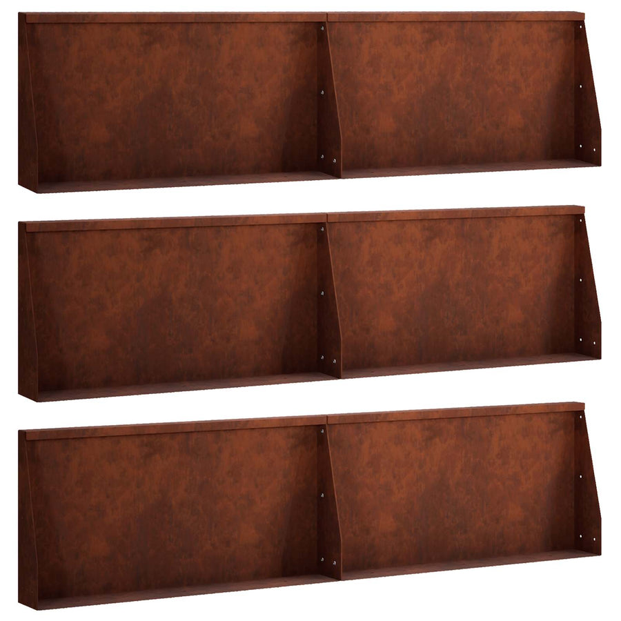 Retaining Wall 6 pcs 80 x 12 x 30 cm Weathering Steel Rusty