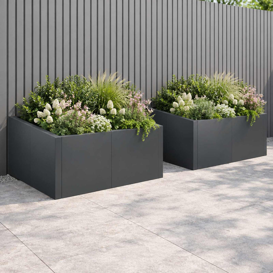 Retaining Wall 4 pcs 100 x 100 x 30 cm Steel Anthracite