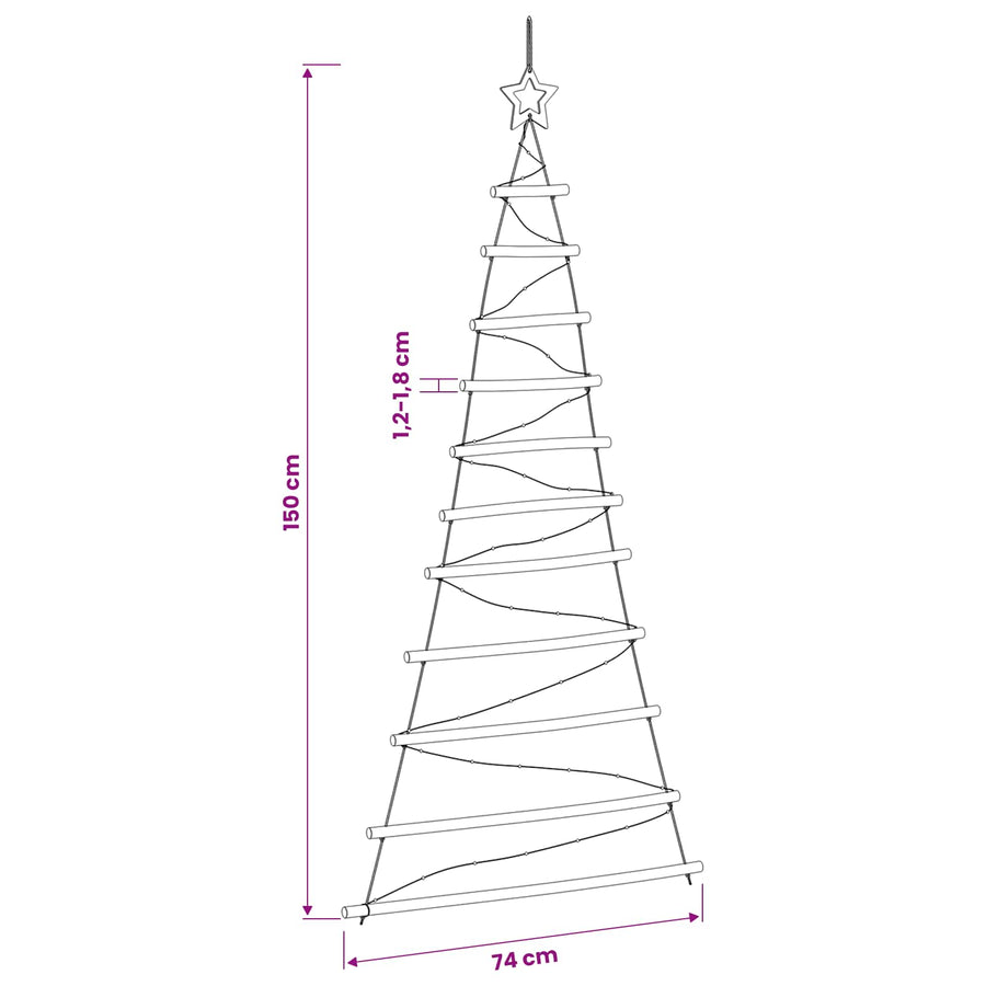 Hanging Christmas Tree 150 cm 80 LEDs Warm White