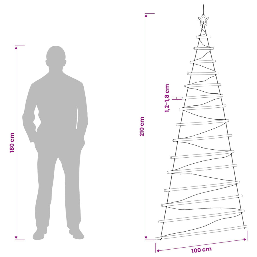 Hanging Christmas Tree 210 cm 130 LEDs Warm White