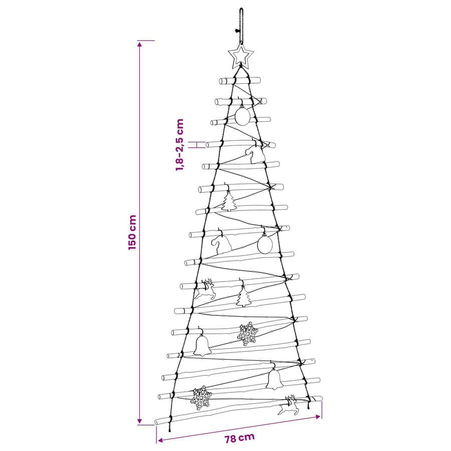 Hanging Christmas Tree 150 cm 80 LEDs Multicolour