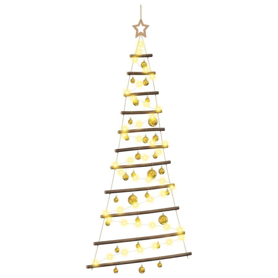 Hanging Christmas tree with baubles 150 cm 80 LEDs Warm White