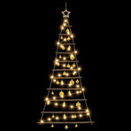 Hanging Christmas tree with baubles 150 cm 80 LEDs Warm White