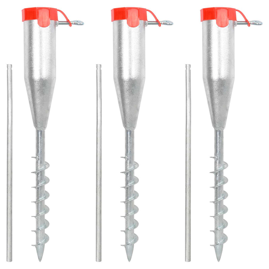 Umbrella Ground Anchor 3 pcs Silver and Red Steel 2.5 - 6.8 cm