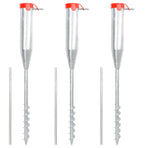 Umbrella Ground Anchor 3 pcs Silver and Red Steel 2.5 - 6.8 cm