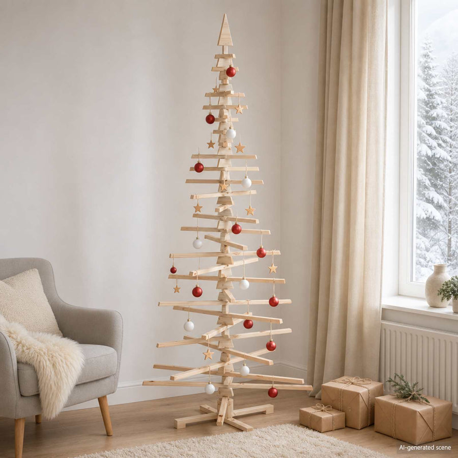 Wooden Christmas Tree KOTKA 240 cm Solid Pine Wood Natural