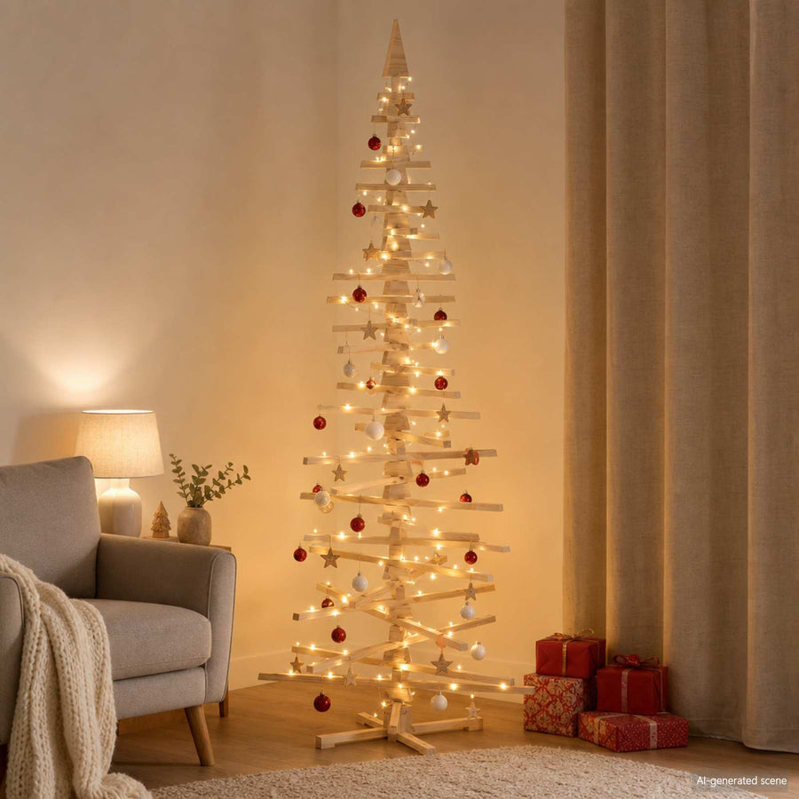 Wooden Christmas Tree KOTKA 240 cm Solid Pine Wood Natural