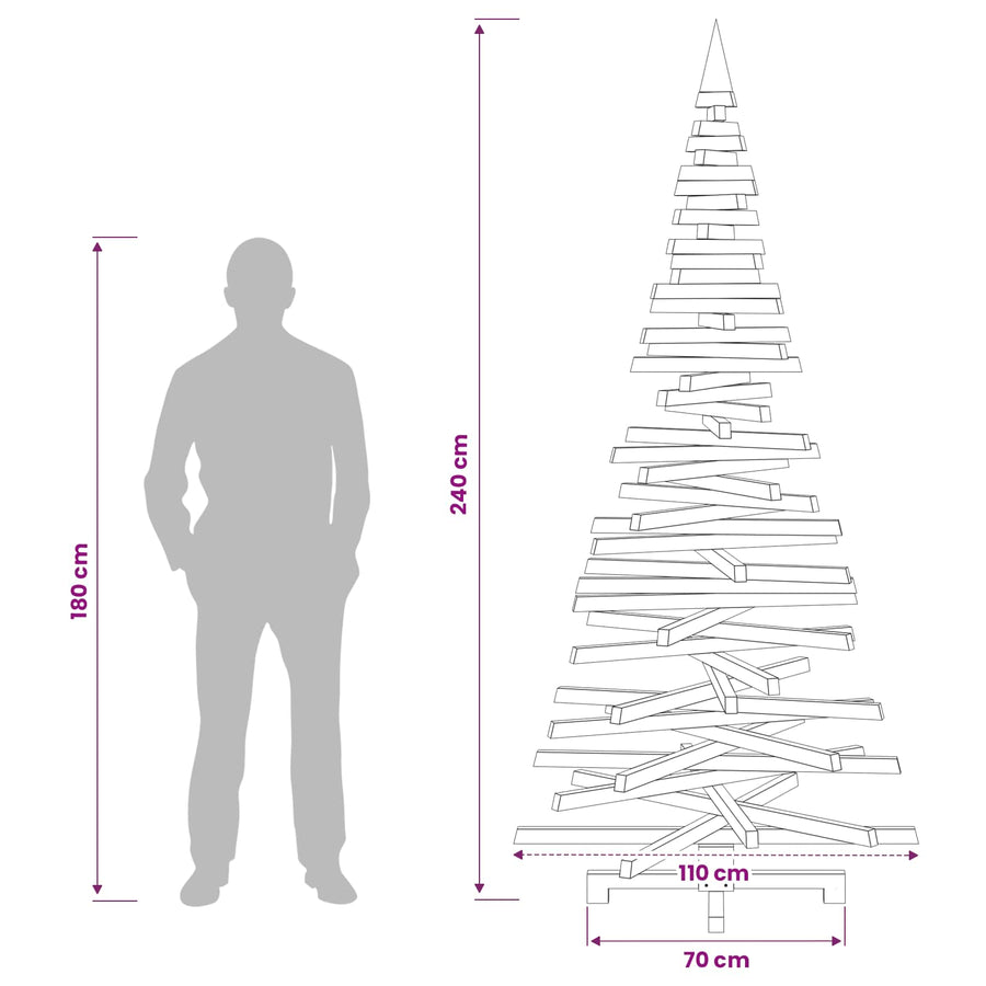 Wooden Christmas Tree KOTKA 240 cm Solid Pine Wood Natural