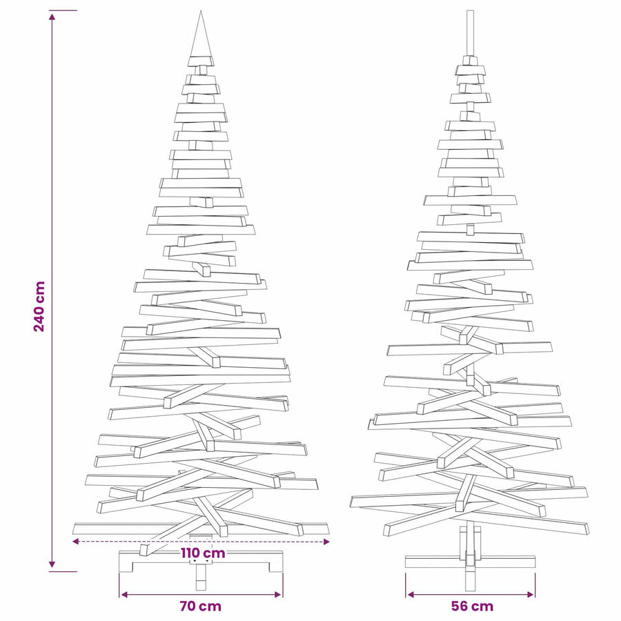 Wooden Christmas Tree KOTKA 240 cm Solid Pine Wood Natural