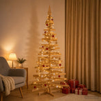 Wooden Christmas Tree KOTKA 240 cm Solid Pine Wood Brown Finish