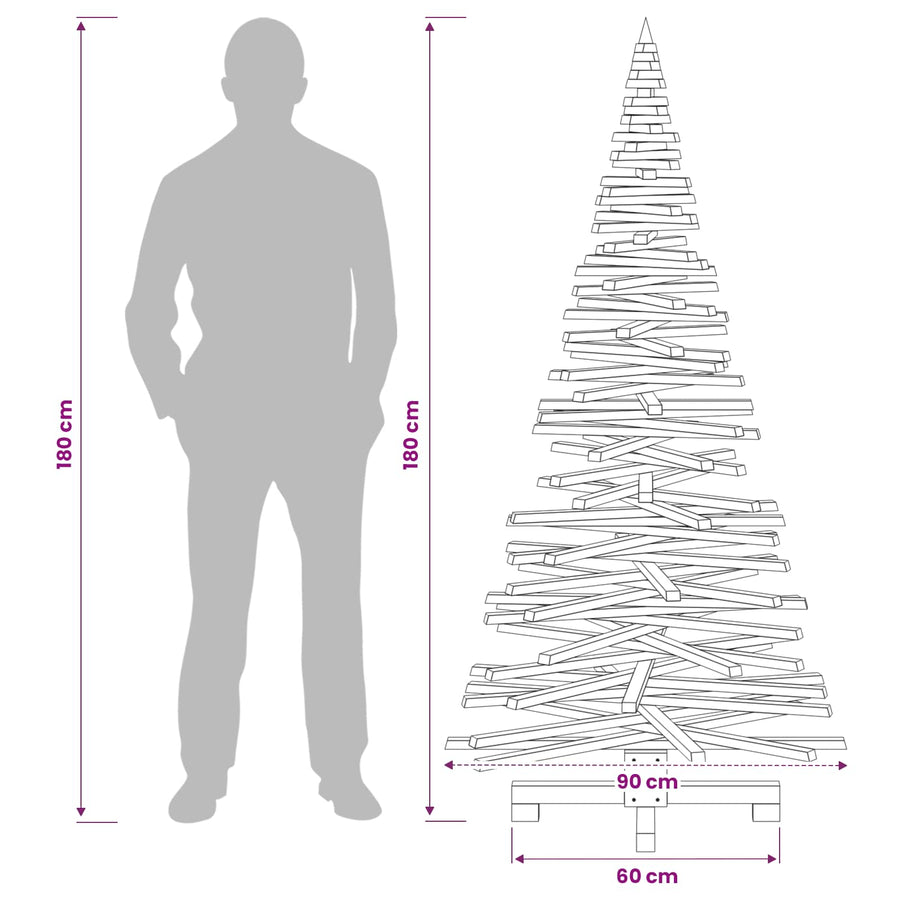 Wooden Christmas Tree KOTKA 180 cm Solid Pine Wood Natural