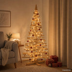 Wooden Christmas Tree KOTKA 150 cm Solid Pine Wood Brown Finish