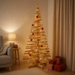 Wooden Christmas Tree KOTKA 180 cm Solid Pine Wood Brown Finish