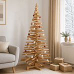 Wooden Christmas Tree KOTKA 180 cm Solid Pine Wood Brown Finish