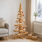 Wooden Christmas Tree KOTKA 120 cm Solid Pine Wood Brown Finish