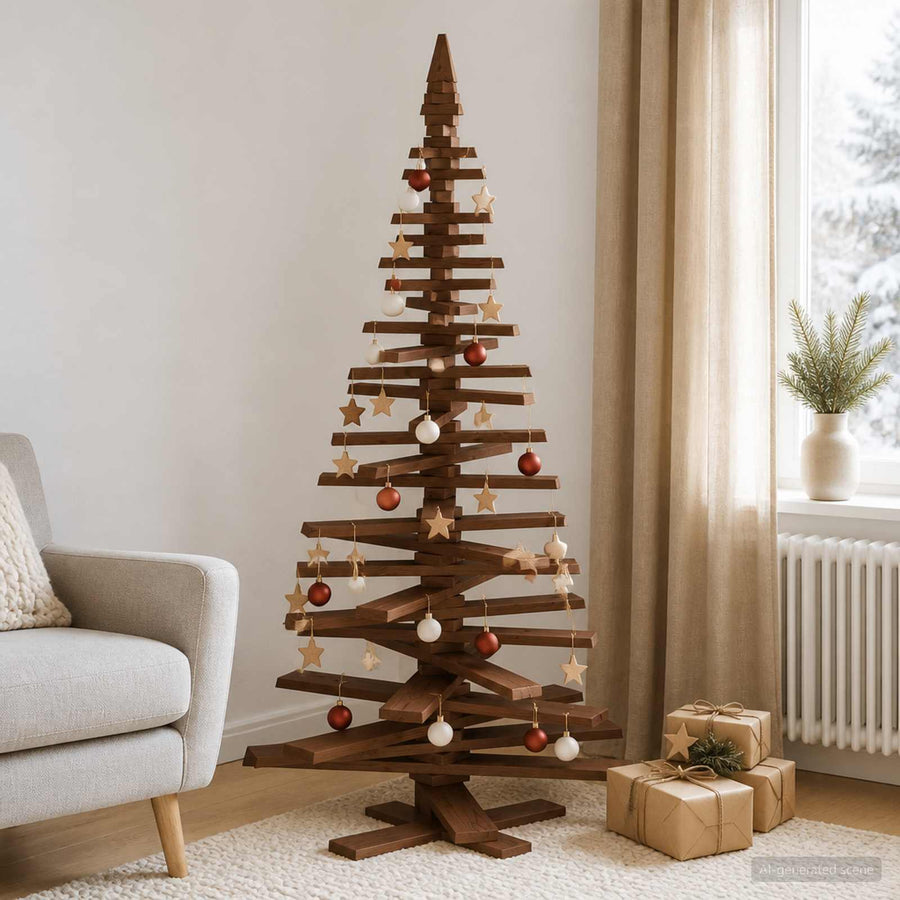 Wooden Christmas Tree KOTKA 180 cm Solid Pine Wood