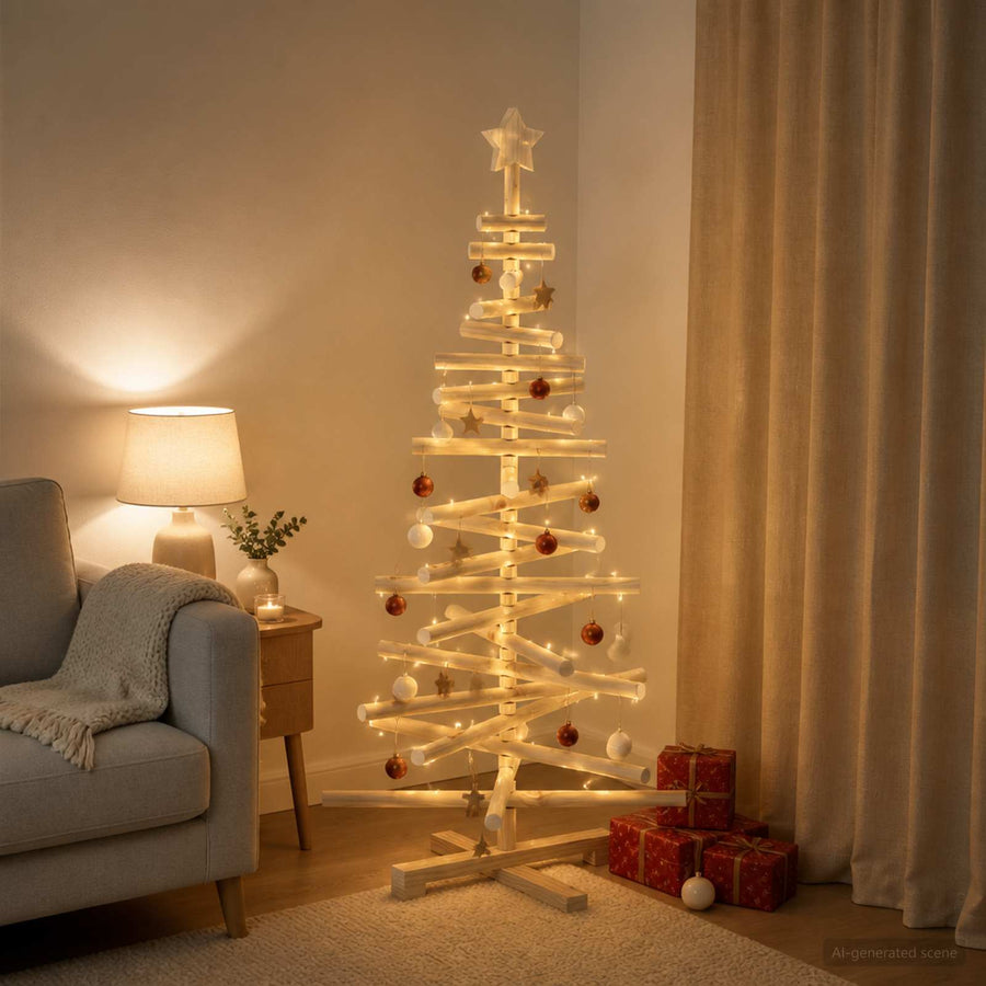 Wooden Christmas Tree KOTKA 120 cm Solid Pine Wood Natural