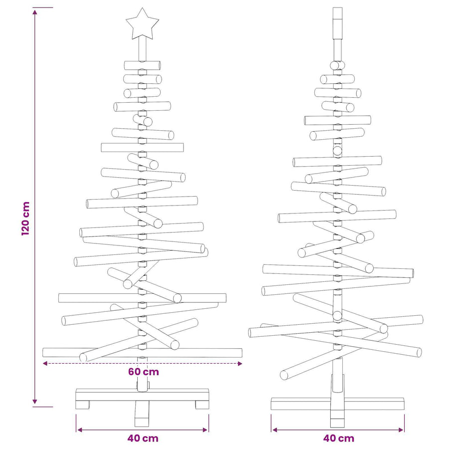 Wooden Christmas Tree KOTKA 120 cm Solid Pine Wood Natural