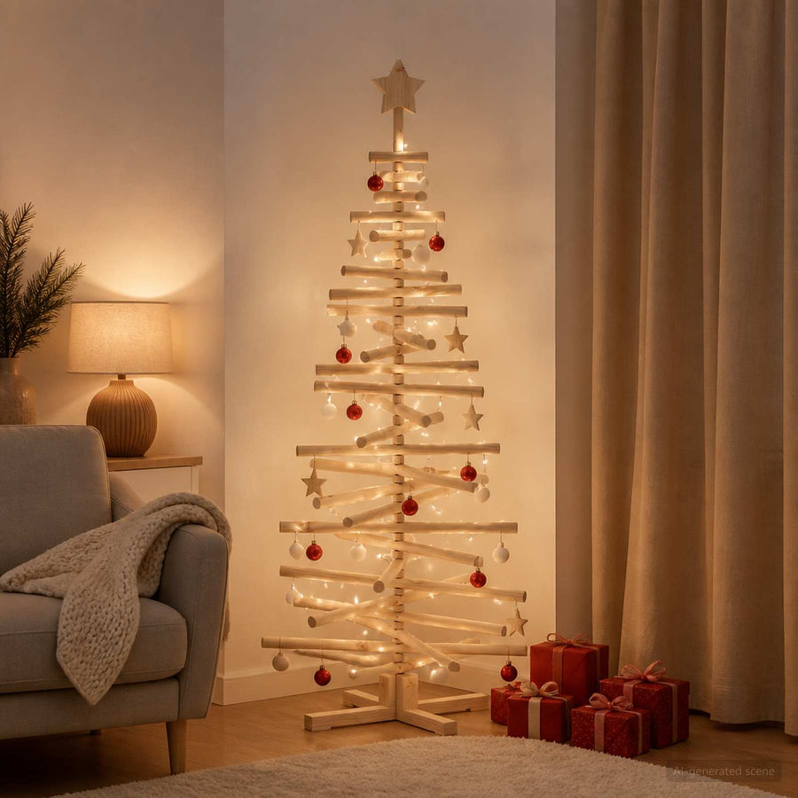 Wooden Christmas Tree KOTKA 150 cm Solid Pine Wood Natural