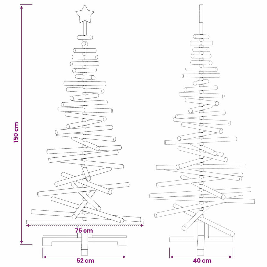 Wooden Christmas Tree KOTKA 150 cm Solid Pine Wood Natural