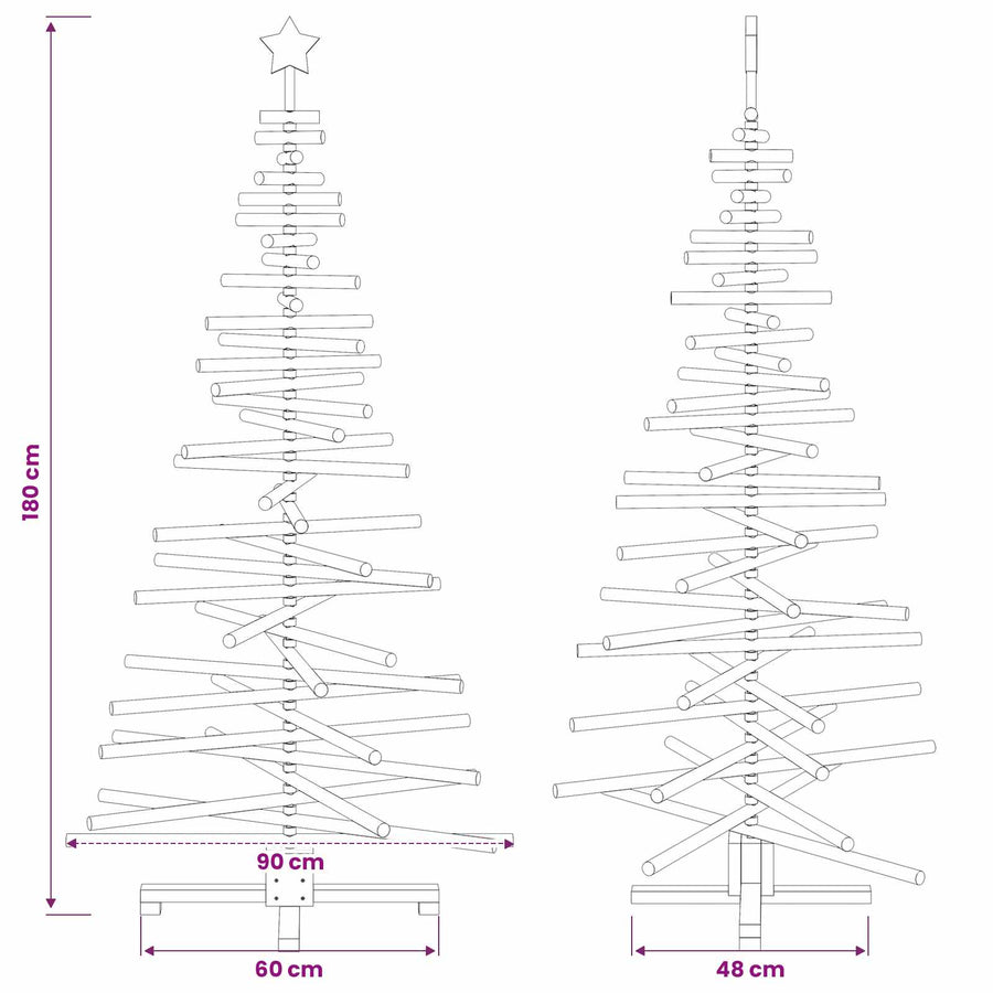 Wooden Christmas Tree KOTKA 180 cm Solid Pine Wood Natural
