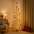 Wooden Christmas Tree KOTKA 150 cm Solid Pine Wood Brown Finish