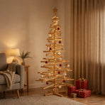 Wooden Christmas Tree KOTKA 180 cm Solid Pine Wood Brown Finish
