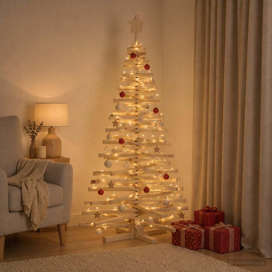 Wooden Christmas Tree KOTKA 150 cm Solid Pine Wood Natural