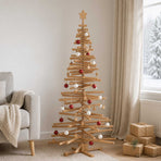 Wooden Christmas Tree KOTKA 180 cm Solid Pine Wood Brown Finish