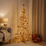 Wooden Christmas Tree KOTKA 180 cm Solid Pine Wood Brown Finish