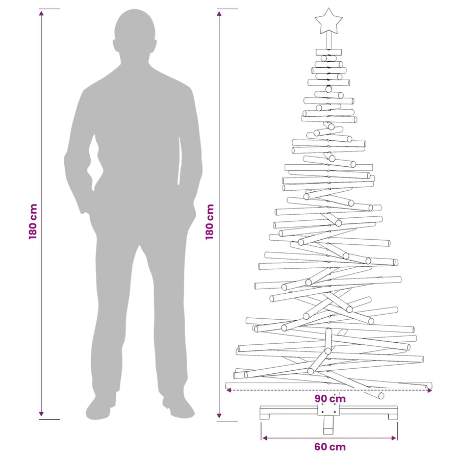 Wooden Christmas Tree KOTKA 180 cm Solid Pine Wood Brown Finish