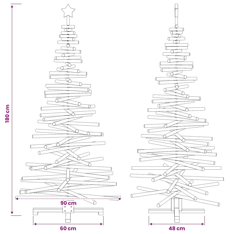 Wooden Christmas Tree KOTKA 180 cm Solid Pine Wood Brown Finish