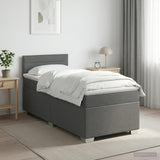 Box Spring Bed with Mattress Dark Grey 107 x 203 cm Fabric