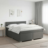 Box Spring Bed with Mattress Dark Grey 152 x 203 cm Fabric