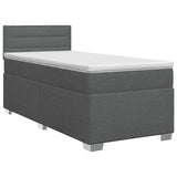 Box Spring Bed with Mattress Dark Grey 107 x 203 cm Fabric