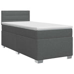 Box Spring Bed with Mattress Dark Grey 107 x 203 cm Fabric