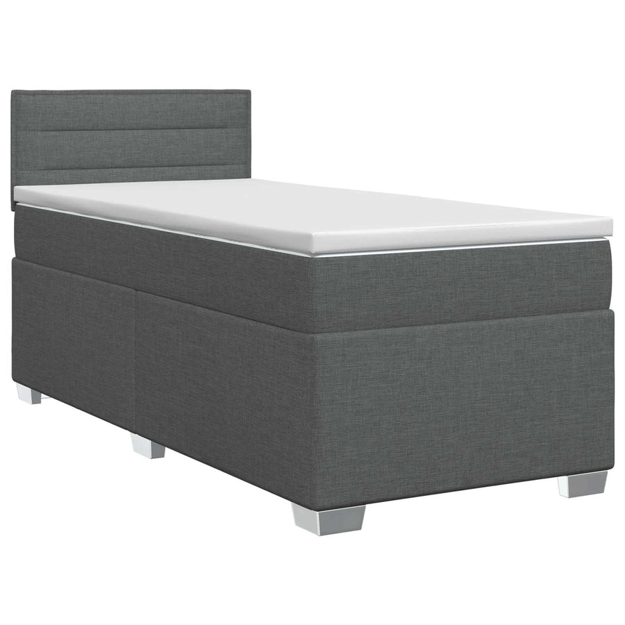 Box Spring Bed with Mattress Dark Grey 107 x 203 cm Fabric