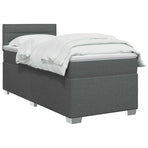 Box Spring Bed with Mattress Dark Grey 107 x 203 cm Fabric