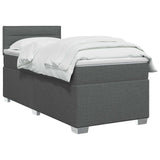 Box Spring Bed with Mattress Dark Grey 107 x 203 cm Fabric - Front View