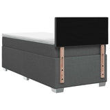 Box Spring Bed with Mattress Dark Grey 107 x 203 cm Fabric - Close-Up Angle