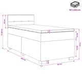 Box Spring Bed with Mattress Dark Grey 107 x 203 cm Fabric - Extra Image