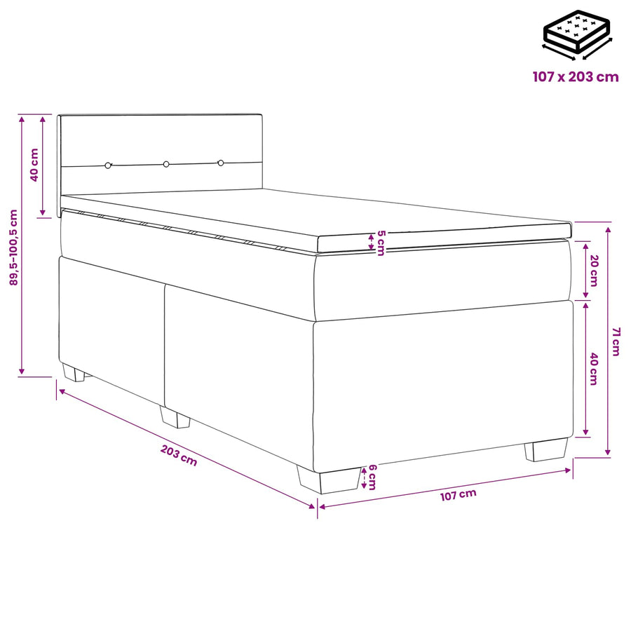 Box Spring Bed with Mattress Dark Grey 107 x 203 cm Fabric
